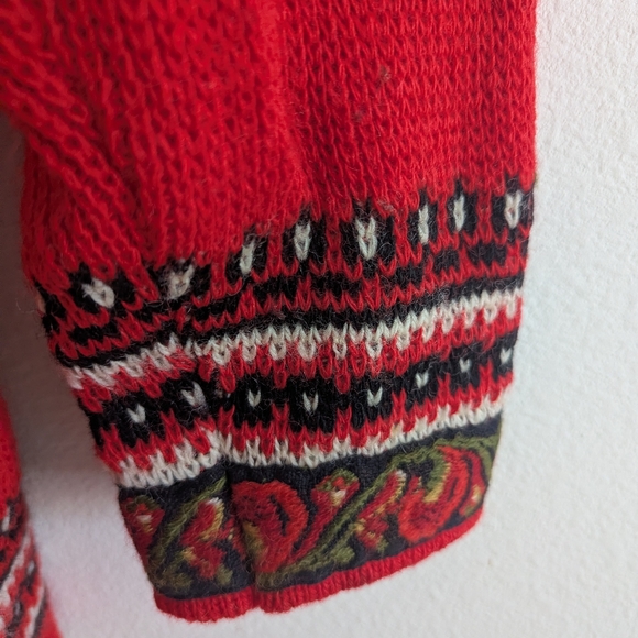 Red Patterned Cardigan Sweater - Picture 5 of 8